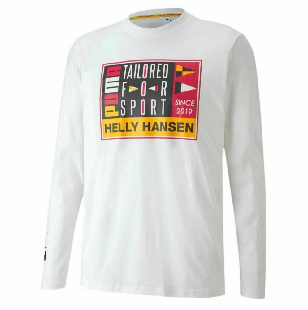 Puma TFS x Helly Hansen Long Sleeve Tee White Men's Top 597148 02 Size L🛒